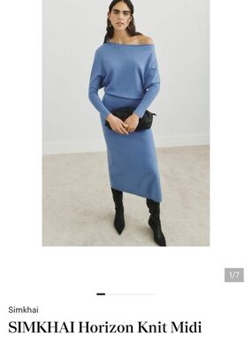 Jonathan Simkhai Off-Shoulder Knit Midi Dress in Periwinkle